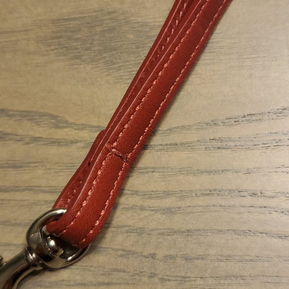 Small Red Coach Wristlet strap with red stitching - Picture 2 of 4
